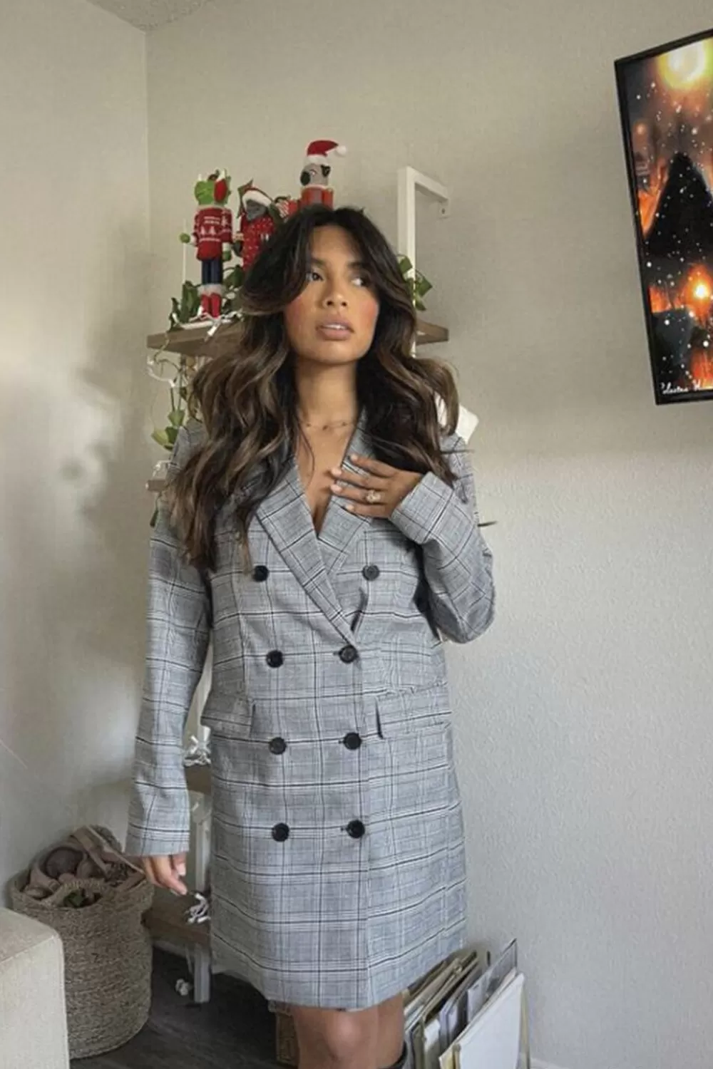 Forever 21 Plaid Double-Breasted Blazer Mini Dress | Women Dresses