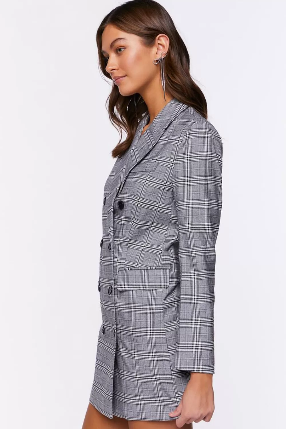 Forever 21 Plaid Double-Breasted Blazer Mini Dress | Women Dresses