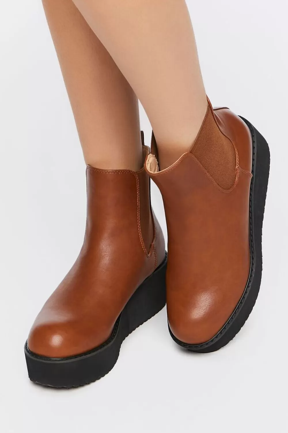 Wedges + Platforms>Forever 21 Platform Chelsea Boots Tan