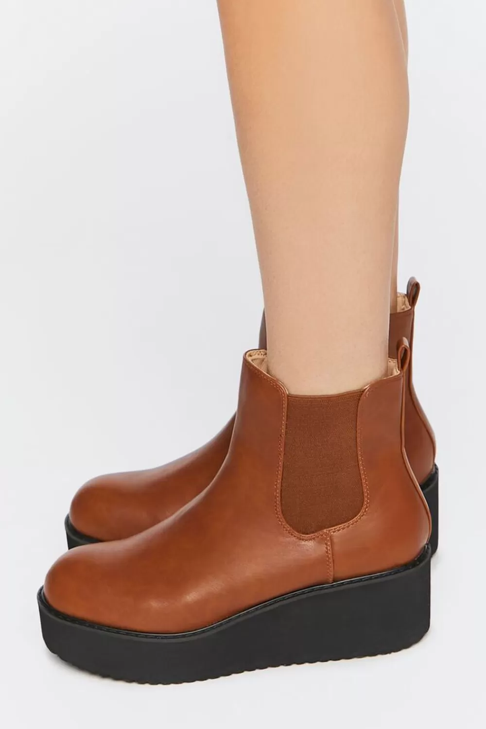 Wedges + Platforms>Forever 21 Platform Chelsea Boots Tan