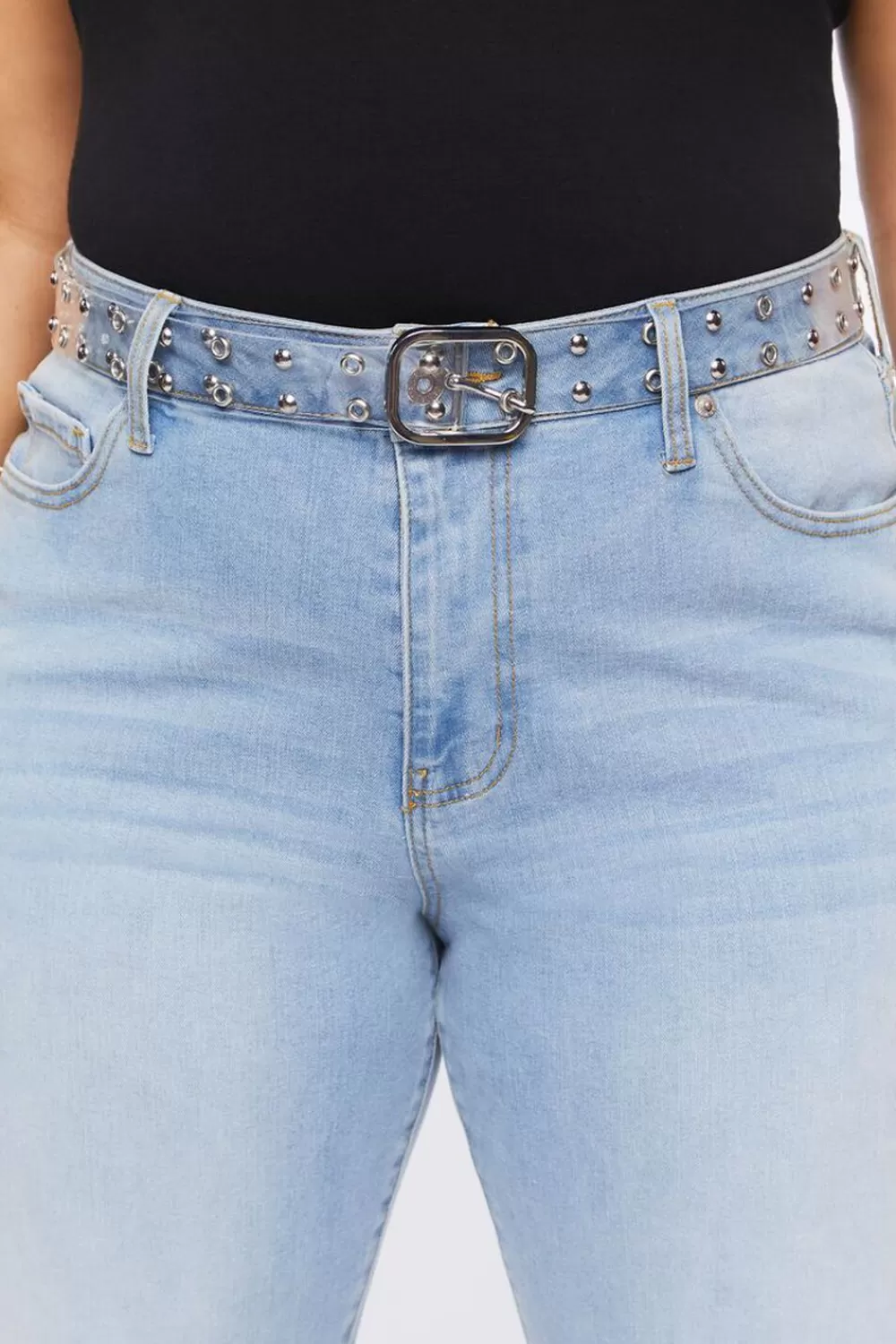 Belts>Forever 21 Plus Size Transparent Vinyl Belt Clear/Silver