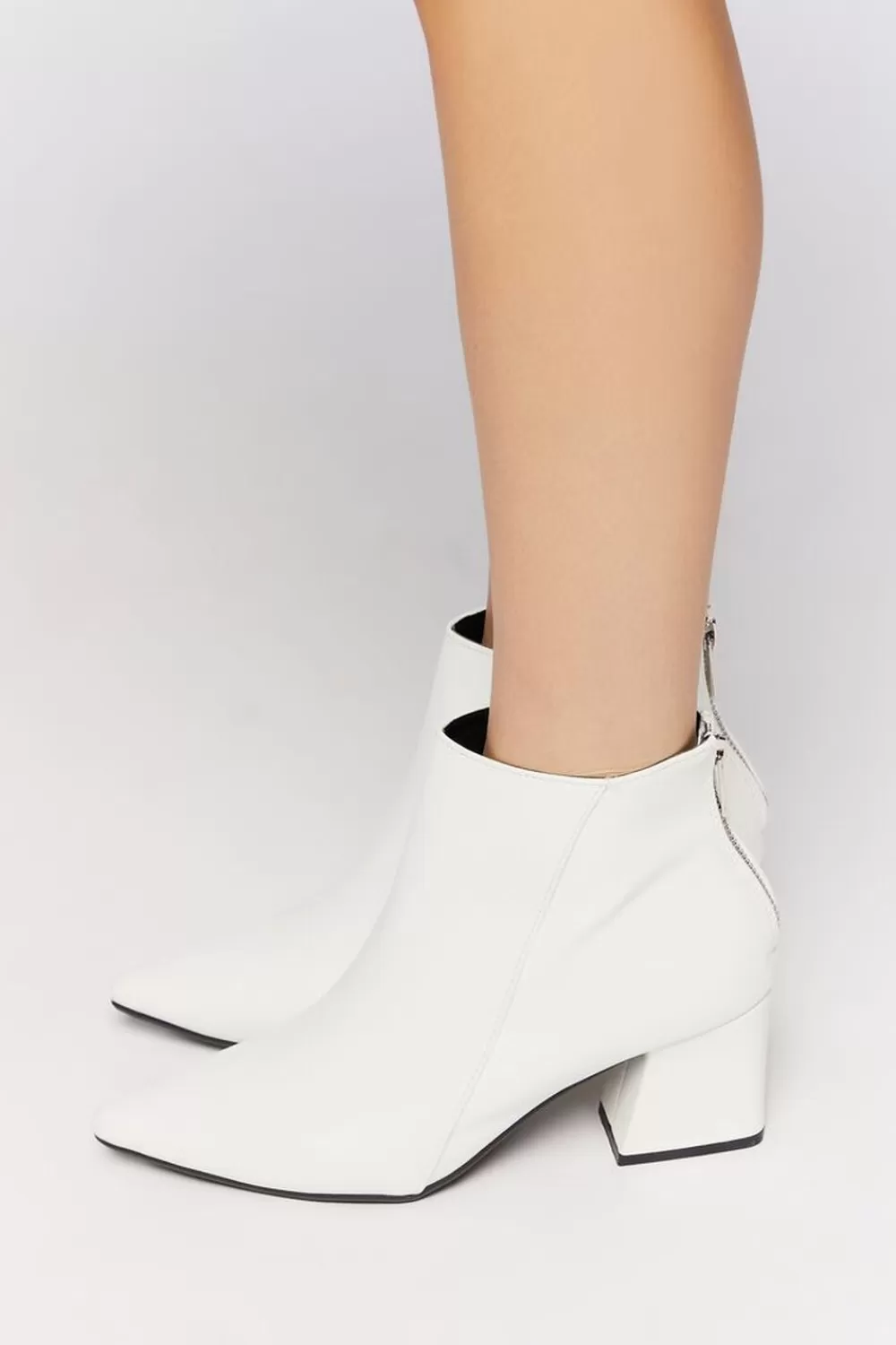 Boots + Booties>Forever 21 Pointed Toe Block Heel Booties White