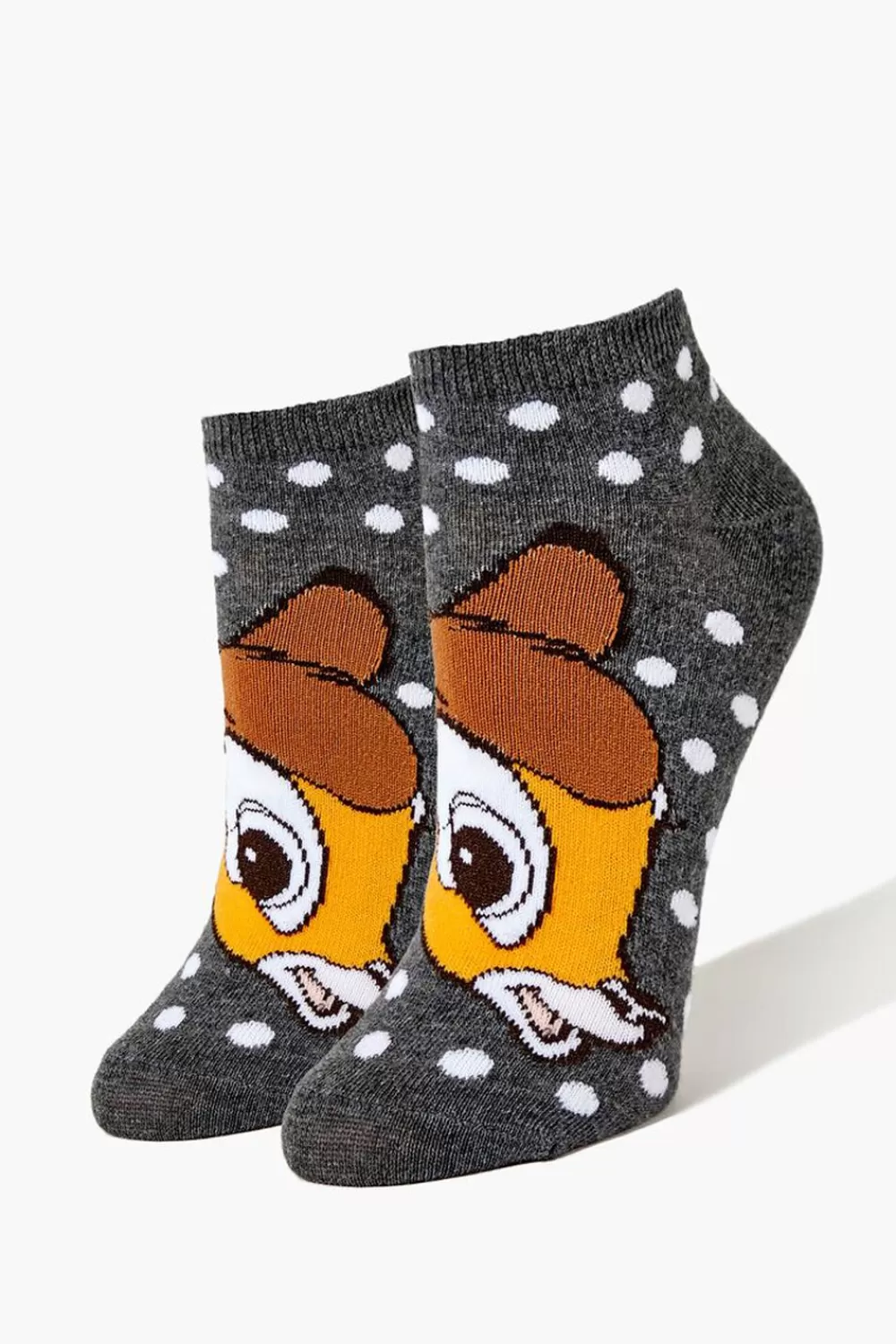 Socks + Tights>Forever 21 Polka Dot Bambi Ankle Socks Grey/Multi