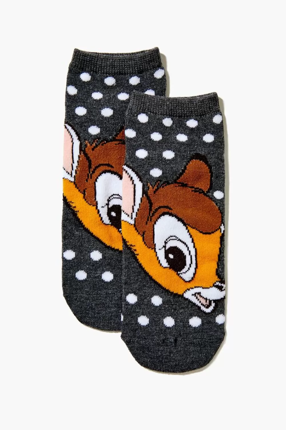 Socks + Tights>Forever 21 Polka Dot Bambi Ankle Socks Grey/Multi