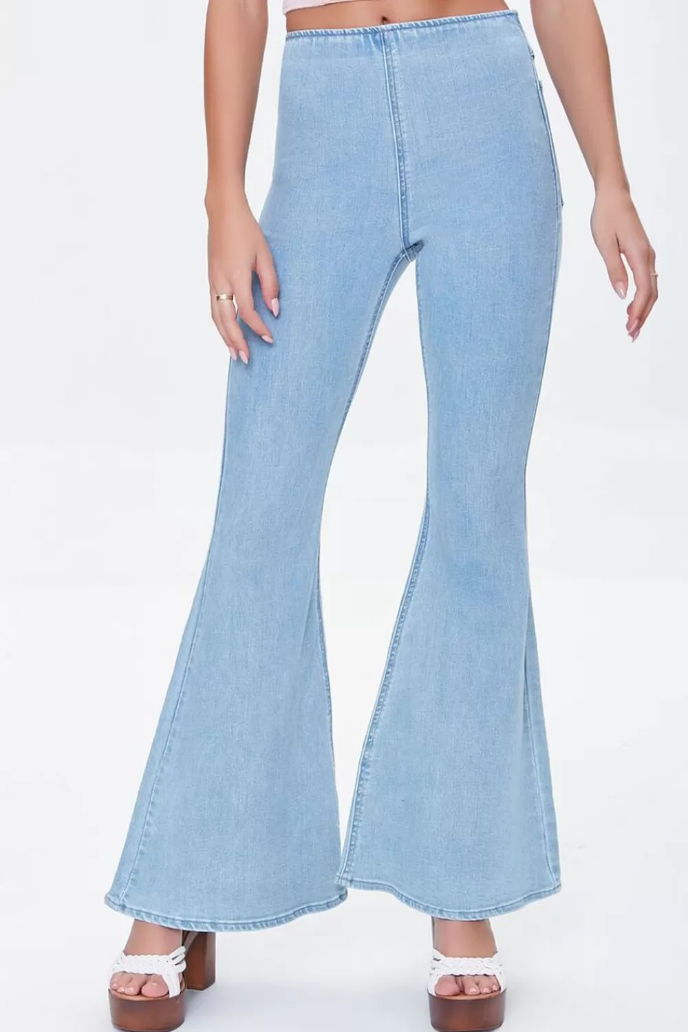 Bottoms>Forever 21 Premium Flare Jeans Light Denim