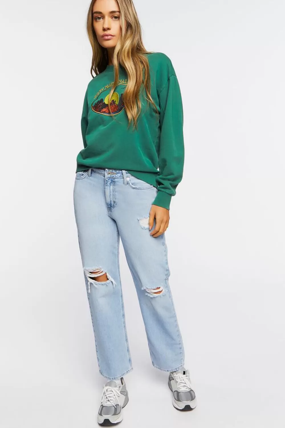 Bottoms>Forever 21 Recycled Cotton Baggy Jeans Light Denim