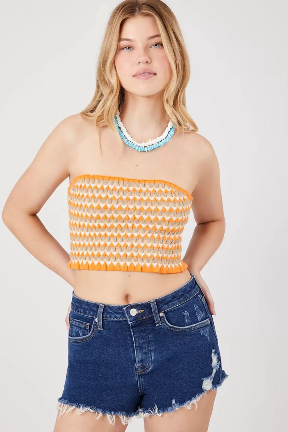 Bottoms>Forever 21 Recycled Cotton Retro High-Rise Denim Shorts Dark Denim