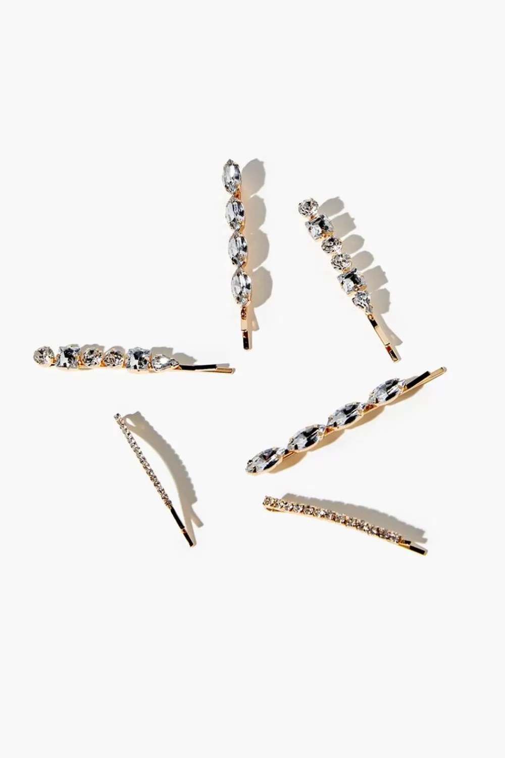 Hair Accessories>Forever 21 Rhinestone Bobby Pin Set Gold/Multi