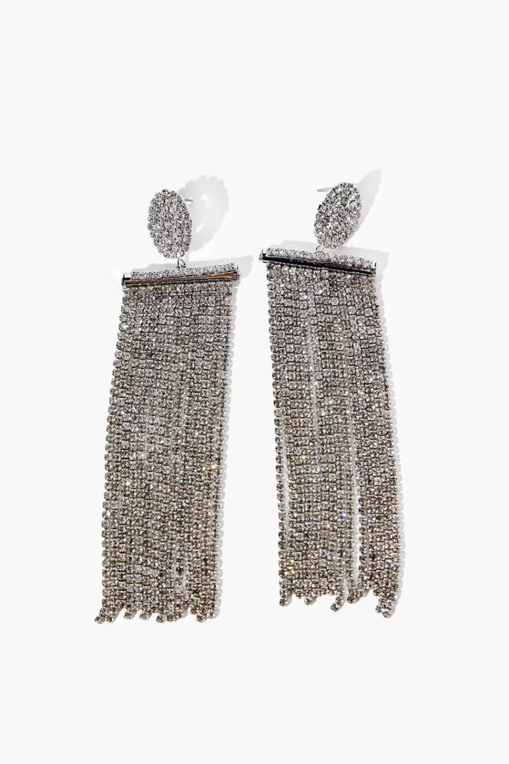 Earrings>Forever 21 Rhinestone Duster Earrings Clear/Silver