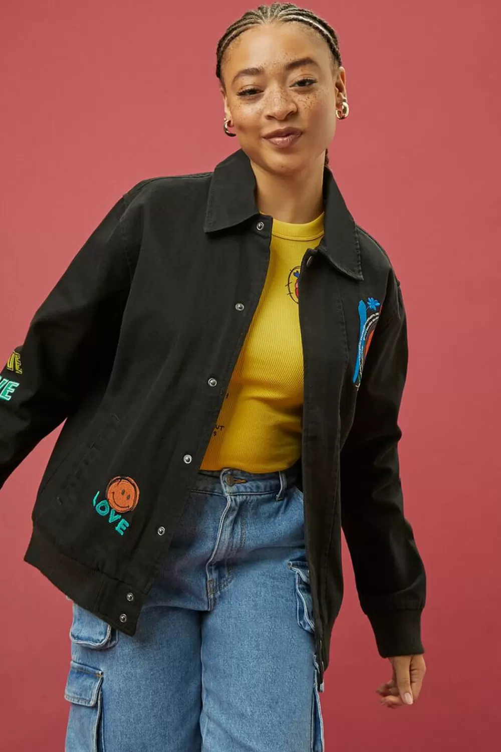 Jackets + Outerwear>Forever 21 Ron Bass Embroidered Jacket Black/Multi