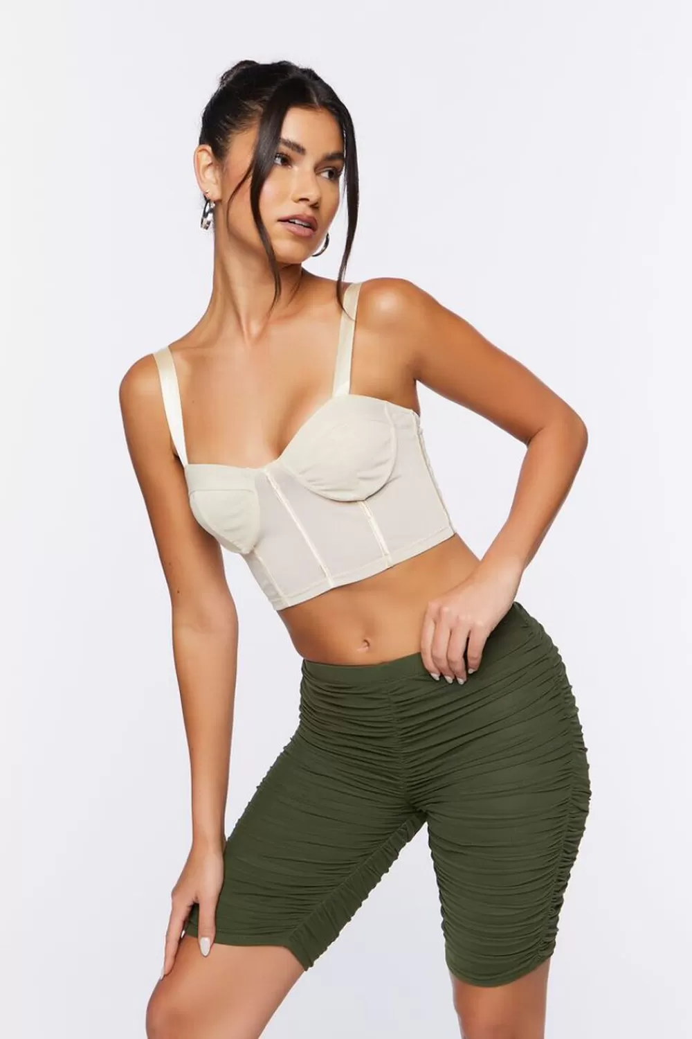 Bottoms>Forever 21 Ruched Biker Shorts Cypress