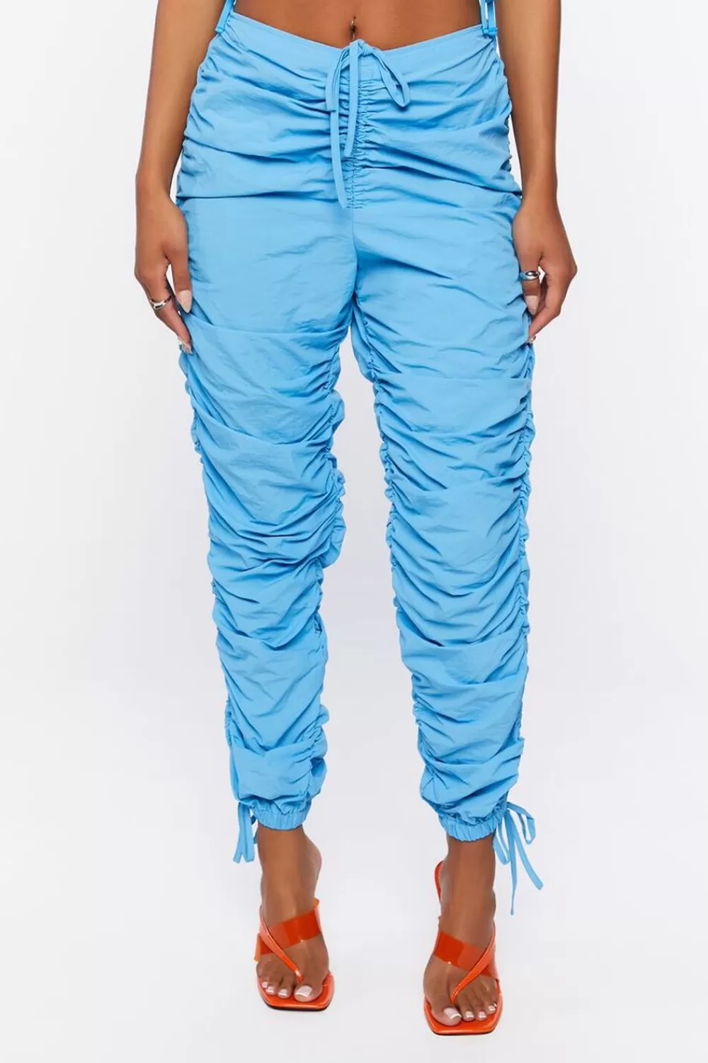 Matching Sets>Forever 21 Ruched Drawstring Joggers Azure
