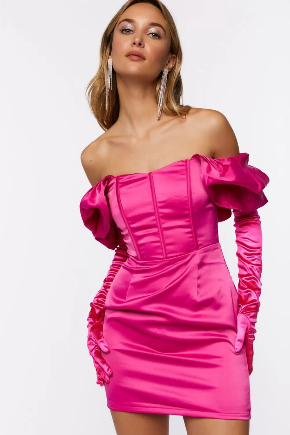 Forever 21 Satin Off-The-Shoulder Corset Dress | Women Dresses