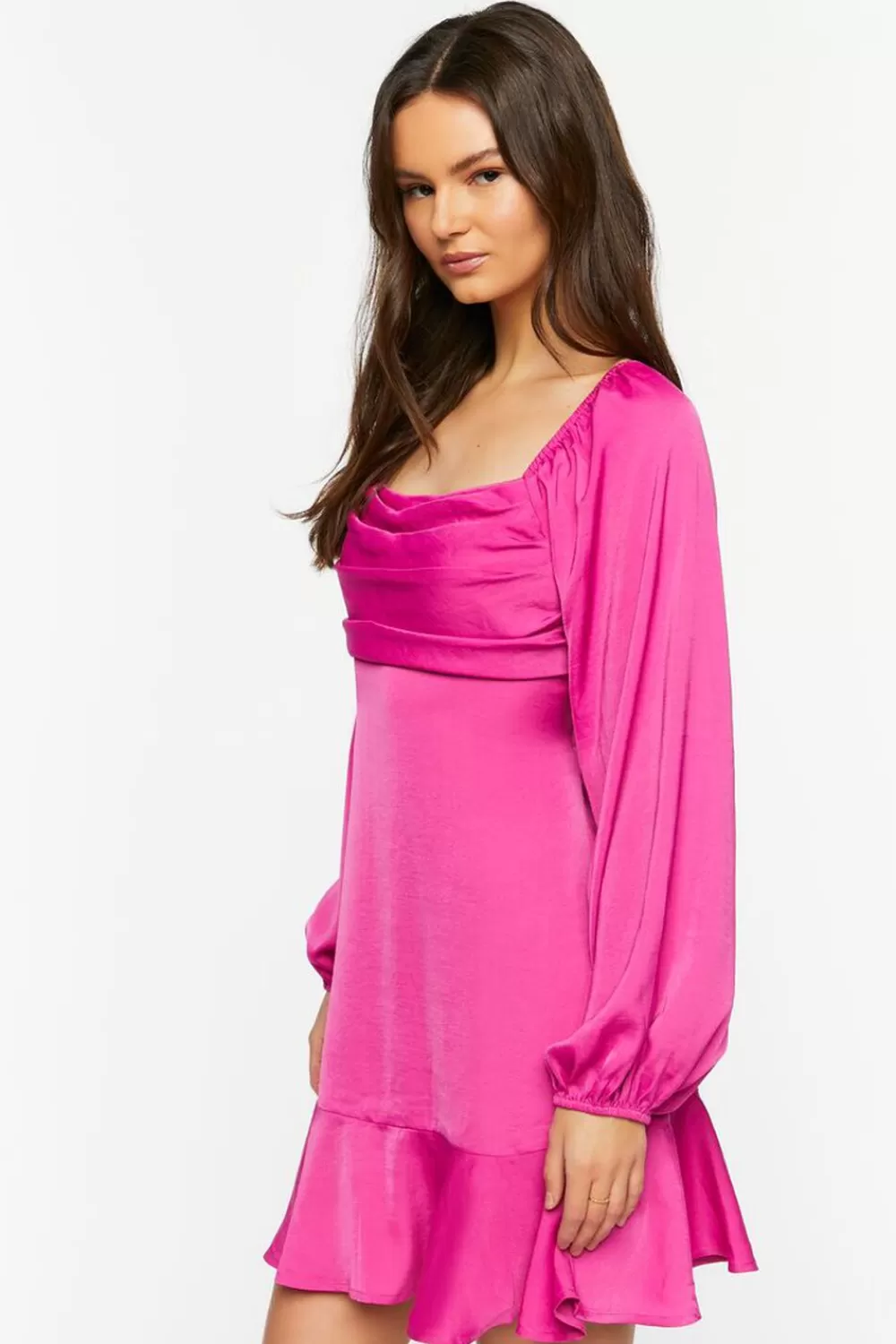 Forever 21 Satin Pintucked Flounce Mini Dress | Women Dresses