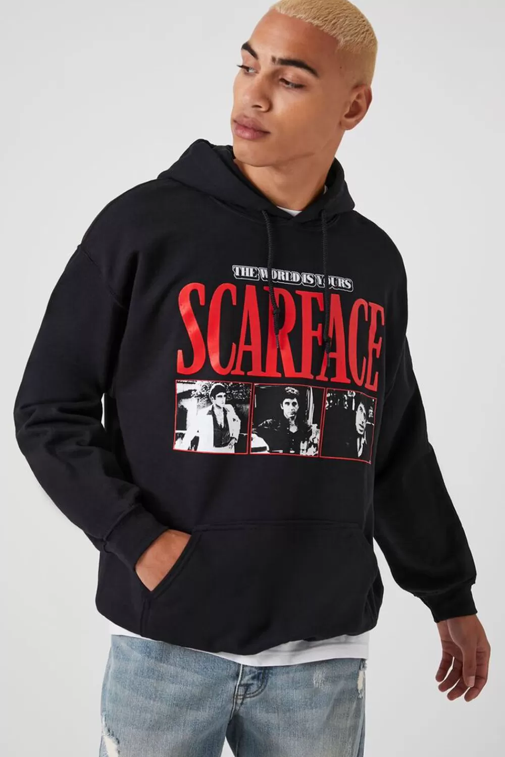 Graphic Tees>Forever 21 Scarface Graphic Hoodie Heather Grey/Multi