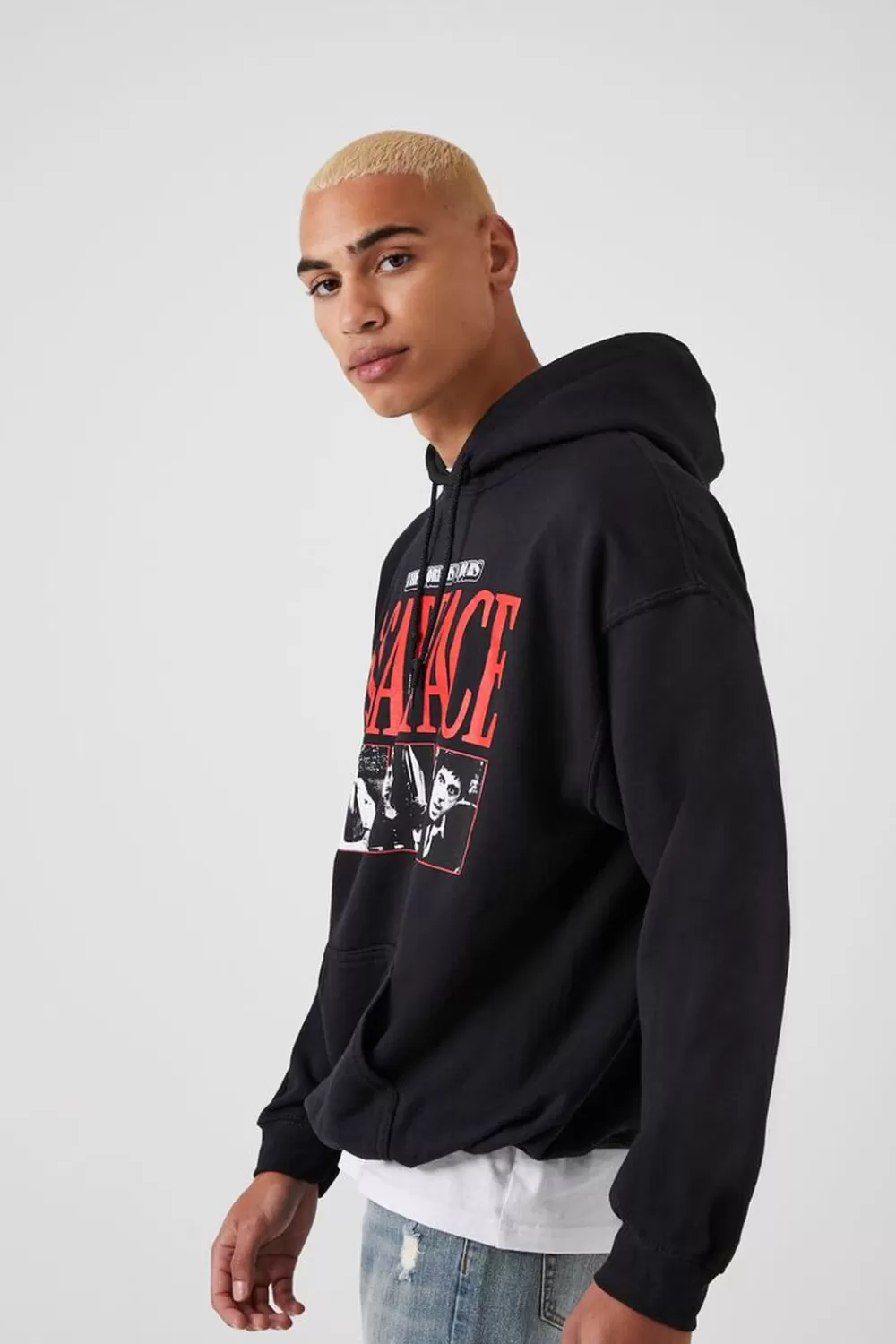 Graphic Tees>Forever 21 Scarface Graphic Hoodie Heather Grey/Multi