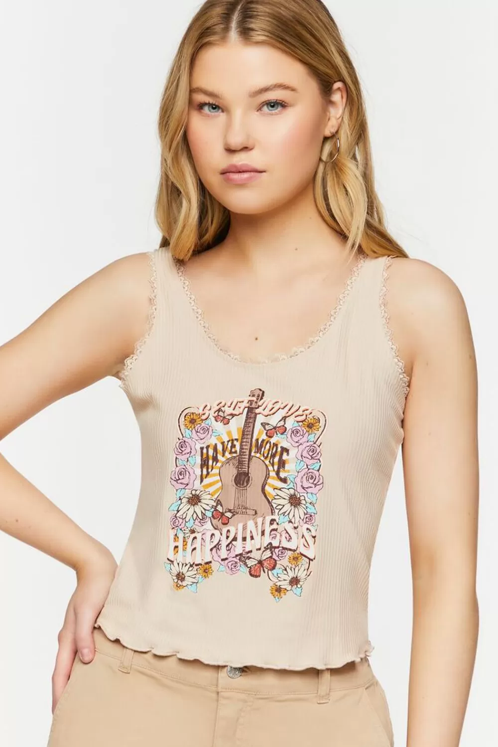 Forever 21 Self Love Graphic Lace-Trim Tank Top | Women Tops