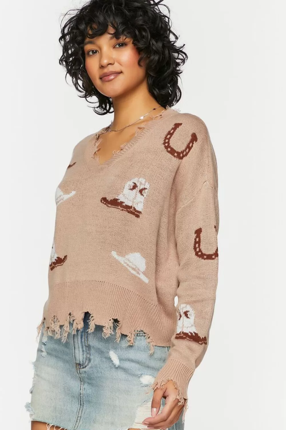 Forever 21 Sharkbite Cowboy Graphic Sweater | Women Tops