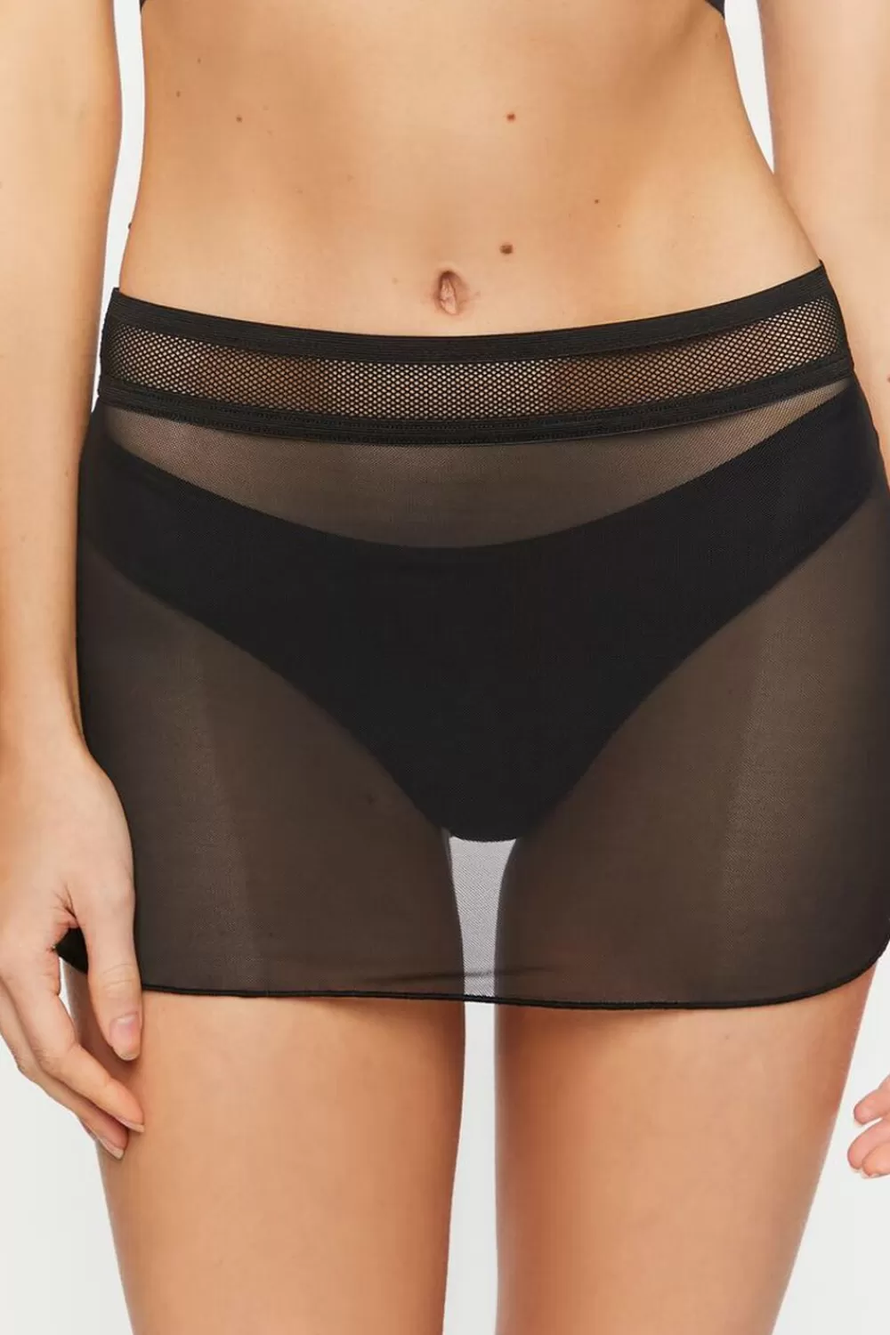 Loungewear>Forever 21 Sheer Mesh Lingerie Skirt Black