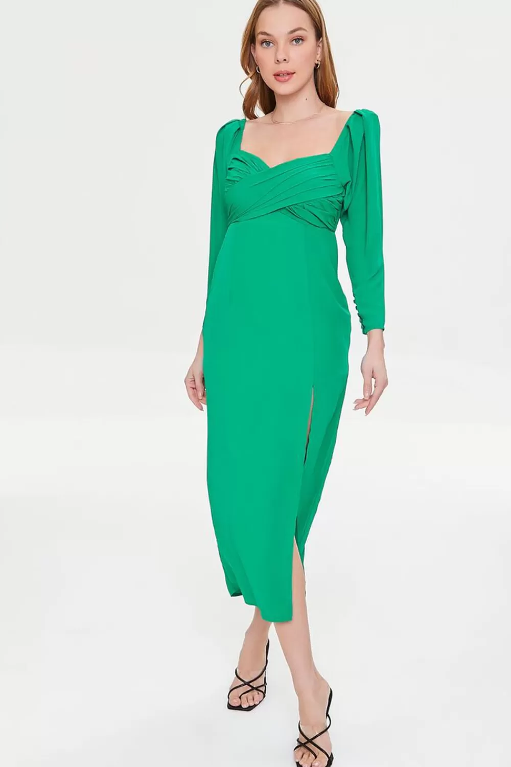 Forever 21 Shirred Midi Slit Dress | Women Dresses
