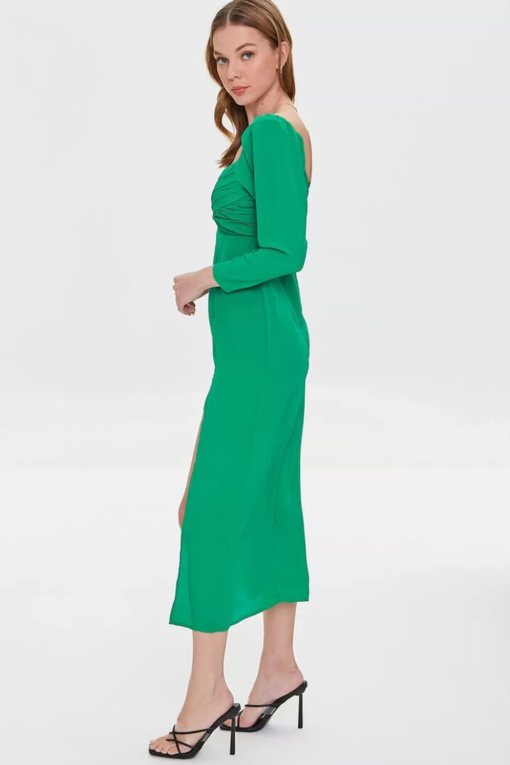 Forever 21 Shirred Midi Slit Dress | Women Dresses