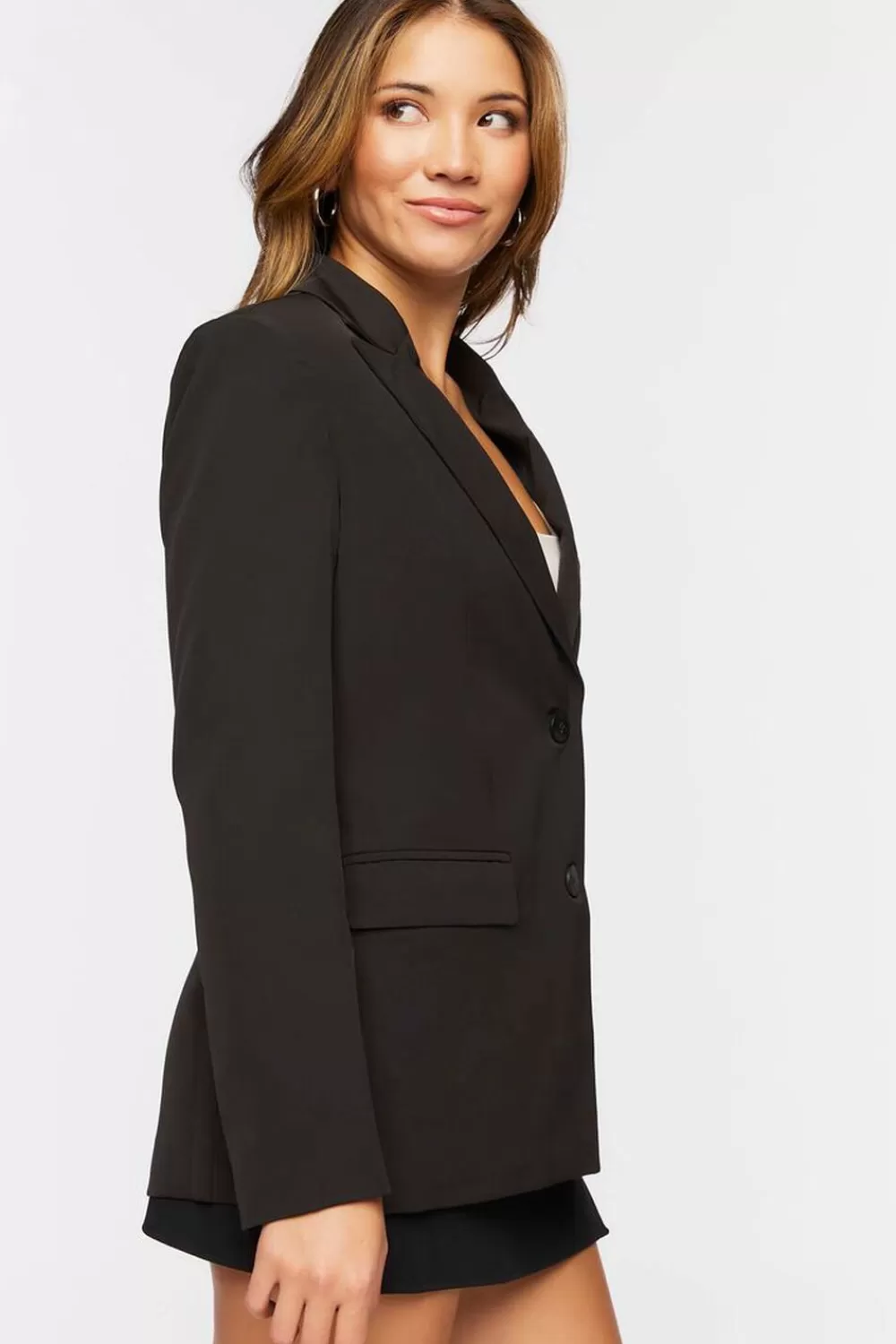Jackets + Outerwear>Forever 21 Single-Breasted Peak Lapel Blazer Black