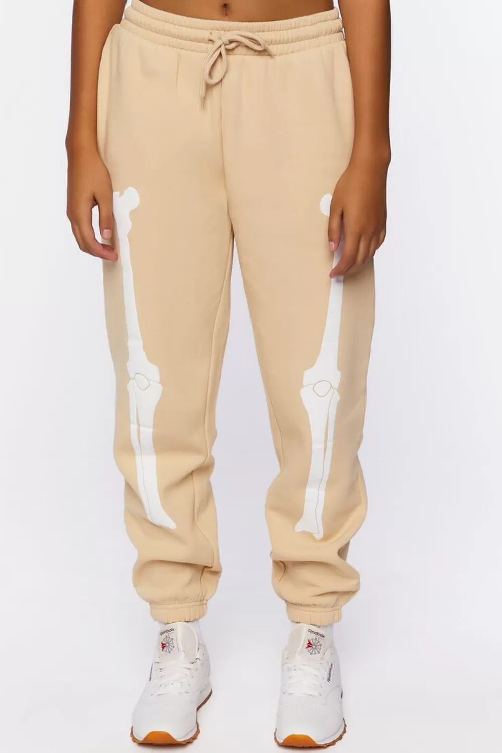 Bottoms>Forever 21 Skeleton Graphic Joggers Taupe/White