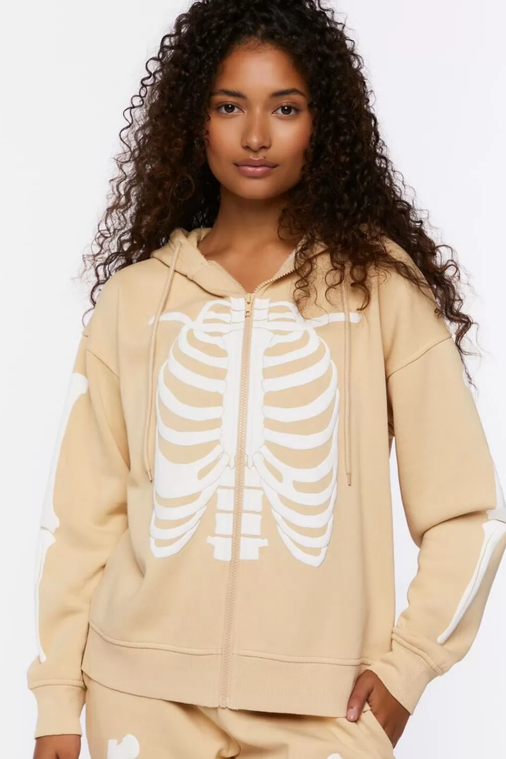 Forever 21 Skeleton Zip-Up Hoodie | Women Tops