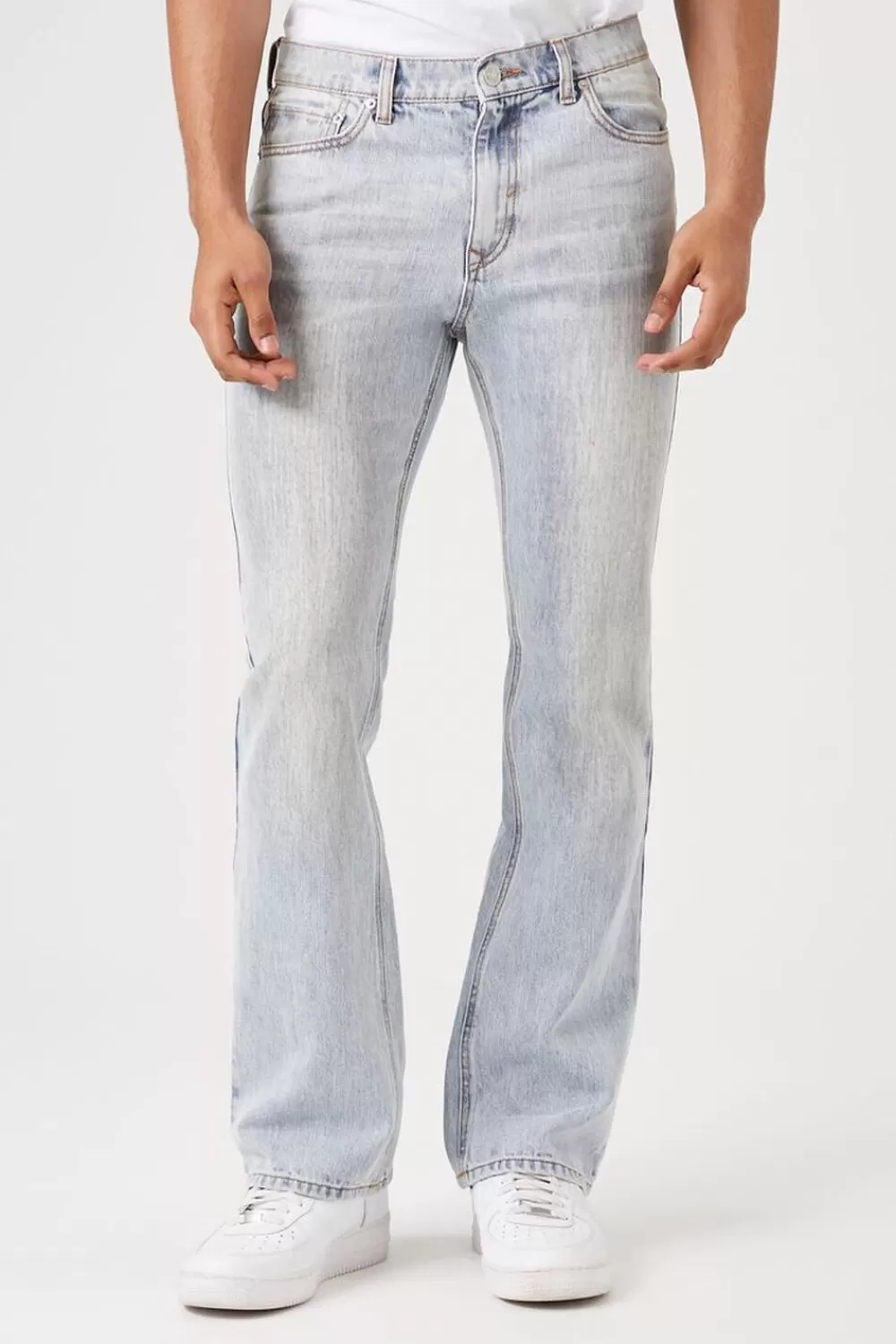Matching Sets>Forever 21 Stone Wash Flare Jeans Light Denim