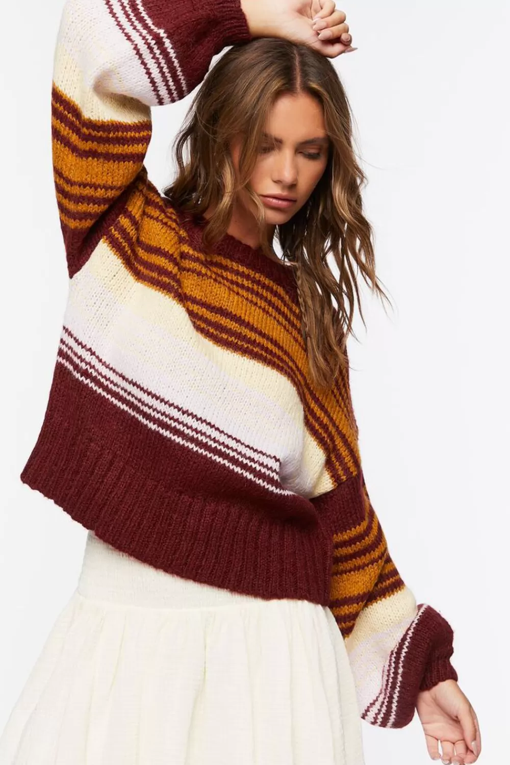 Forever 21 Striped Balloon-Sleeve Sweater | Women Tops