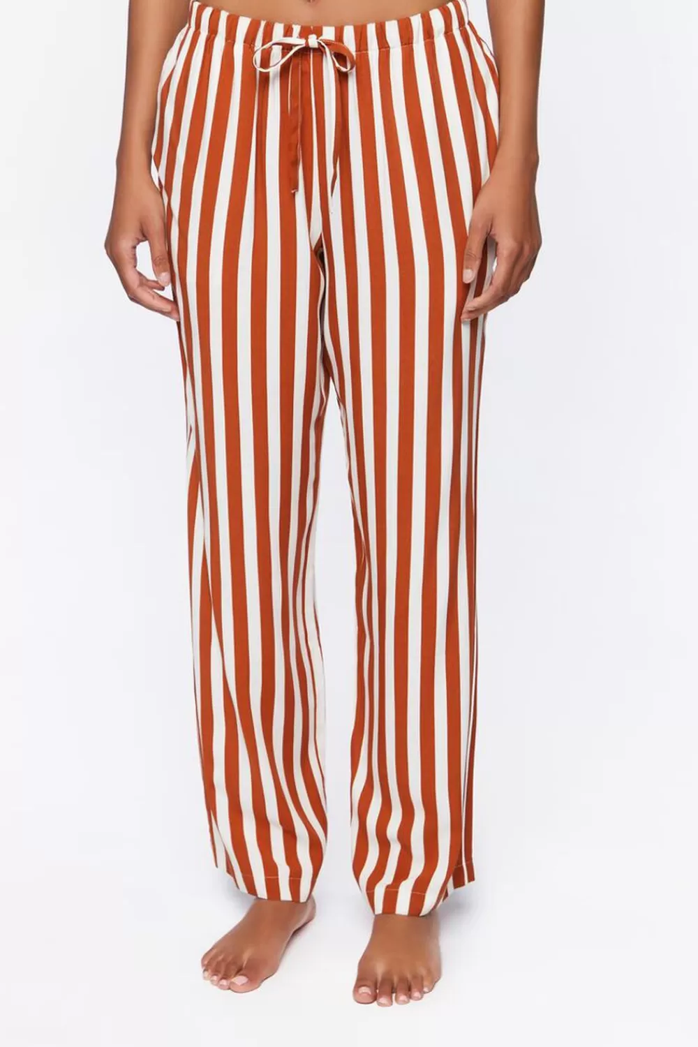 Loungewear>Forever 21 Striped Pajama Pants Coffee/White