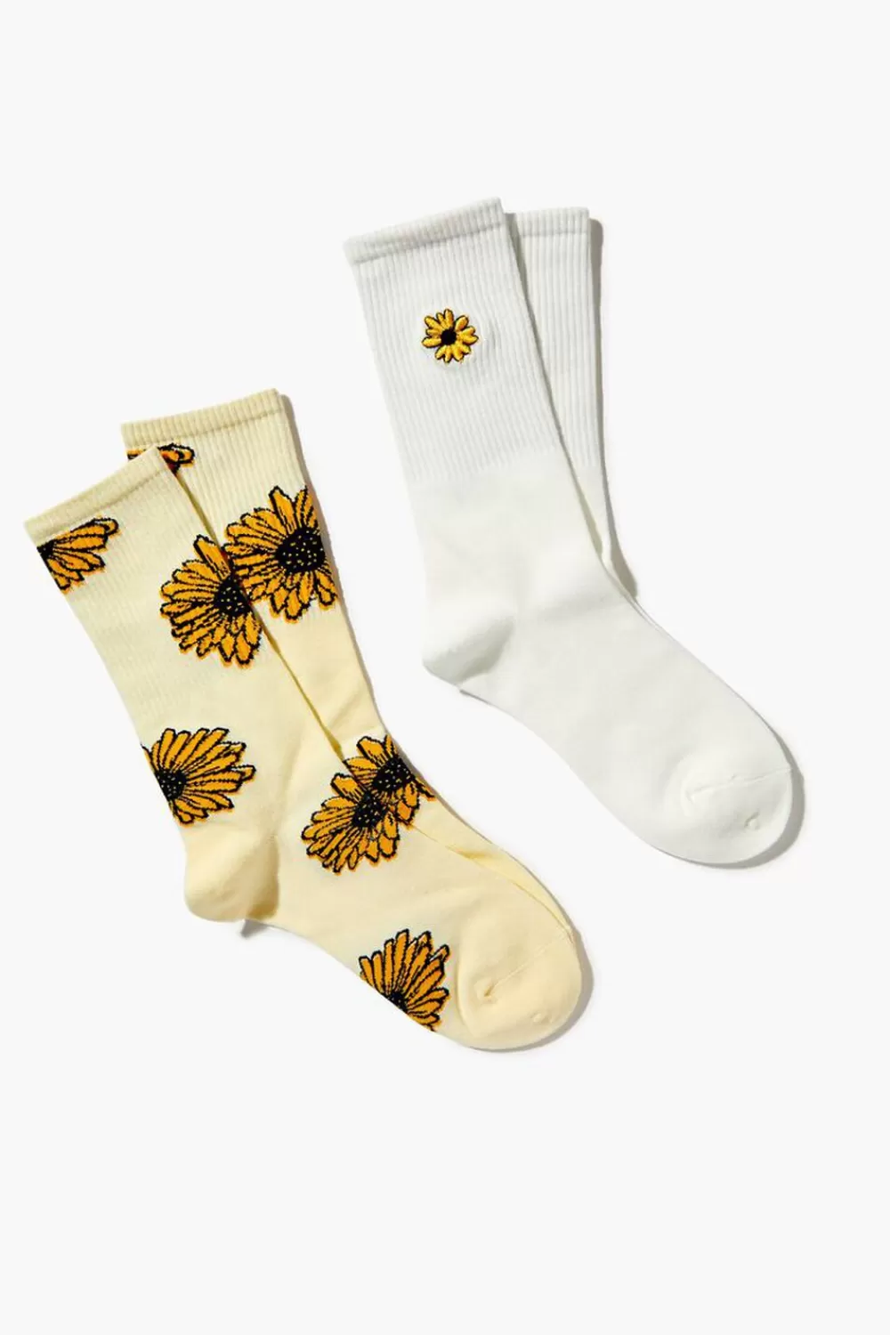 Socks + Tights>Forever 21 Sunflower Crew Sock Set - 2 Pack Yellow/Multi