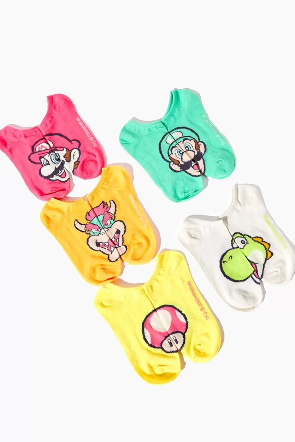 Socks + Tights>Forever 21 Super Mario Ankle Socks - 5 Pack Red/Multi
