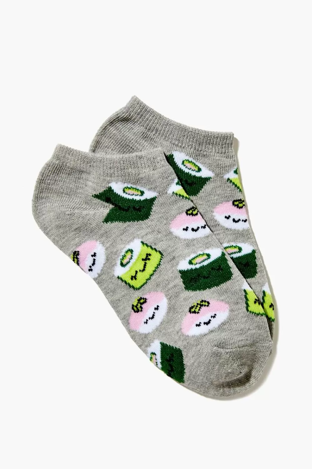 Socks + Tights>Forever 21 Sushi Print Ankle Socks Grey/Multi