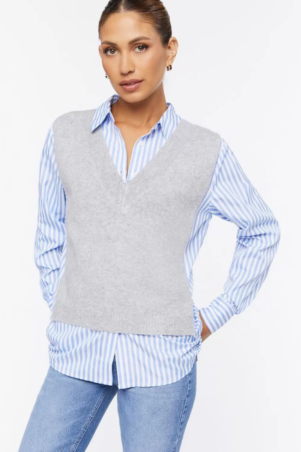 Forever 21 Sweater Vest Combo Shirt | Women Tops
