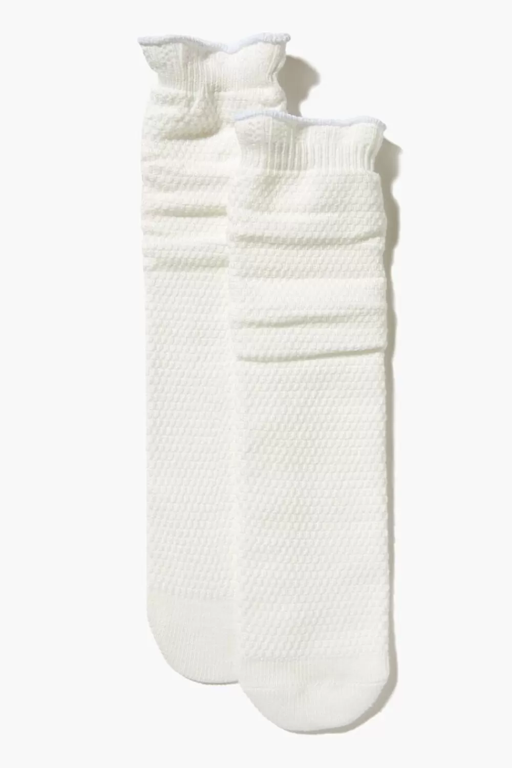 Socks + Tights>Forever 21 Textured Crew Socks White