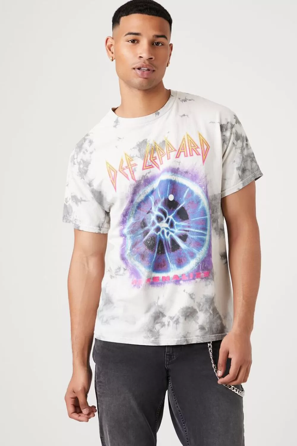 Graphic Tees>Forever 21 Tie-Dye Def Leppard Graphic Tee Heather Grey/Multi