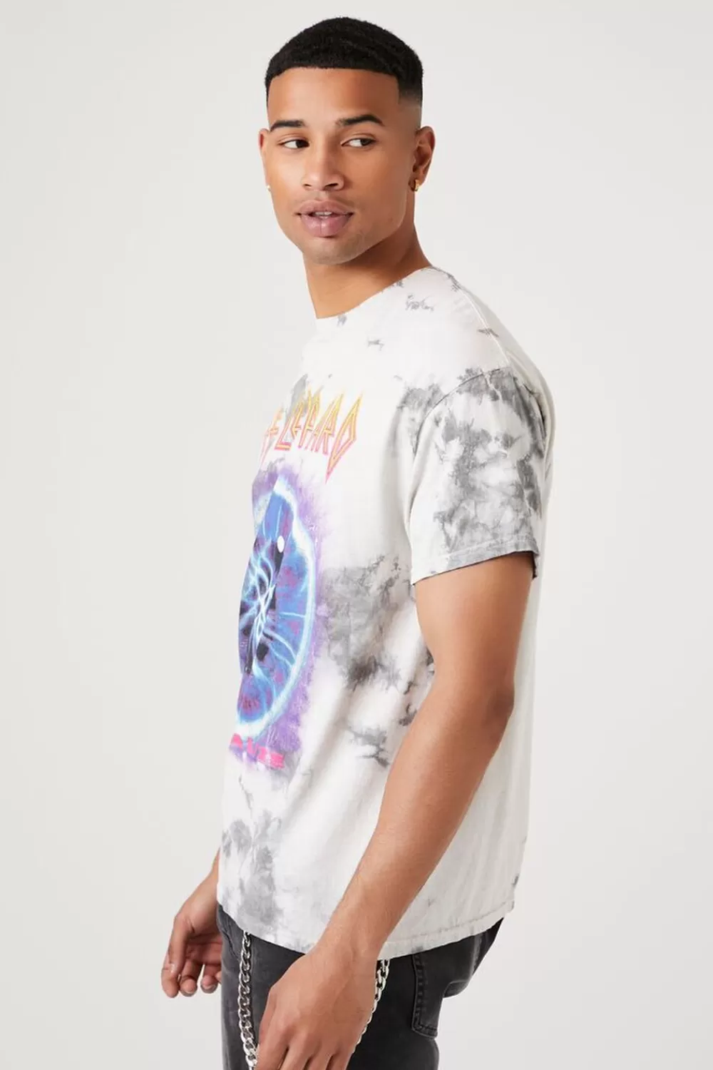 Graphic Tees>Forever 21 Tie-Dye Def Leppard Graphic Tee Heather Grey/Multi
