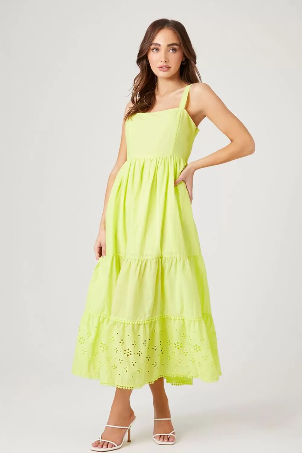 Forever 21 Tiered Eyelet Midi Dress | Women Dresses