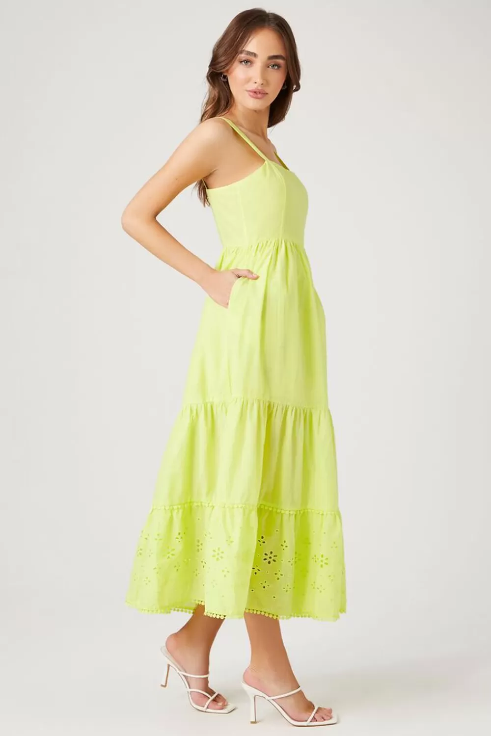 Forever 21 Tiered Eyelet Midi Dress | Women Dresses