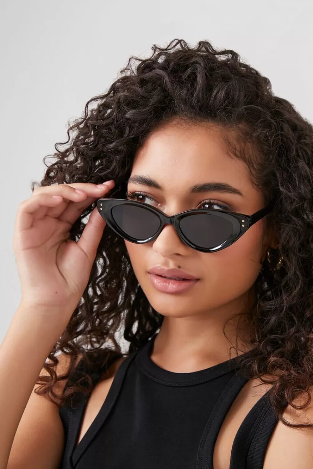 Sunglasses + Readers>Forever 21 Tinted Cat-Eye Sunglasses Black/Black