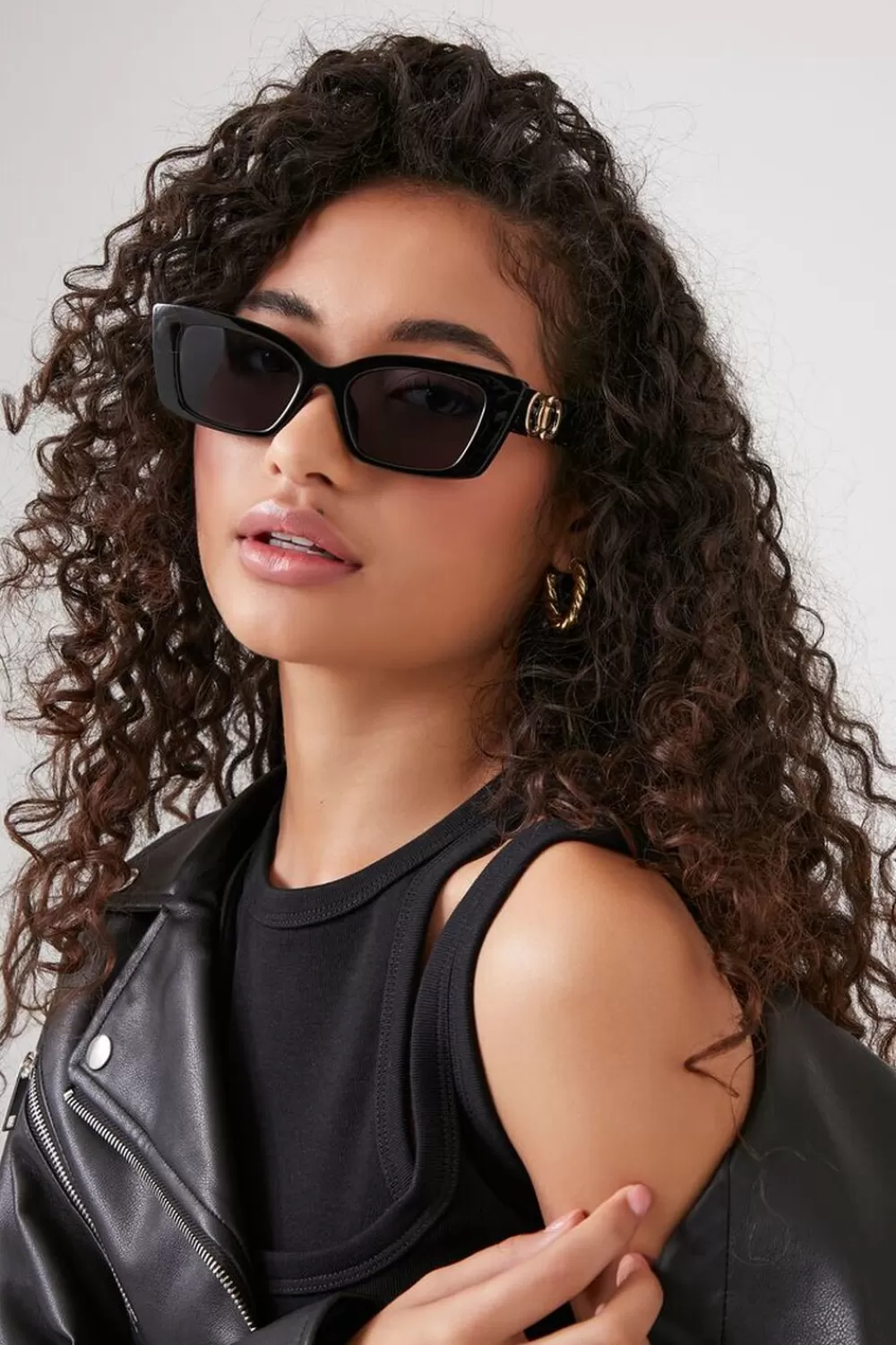Sunglasses + Readers>Forever 21 Tinted Cat-Eye Sunglasses Black/Black