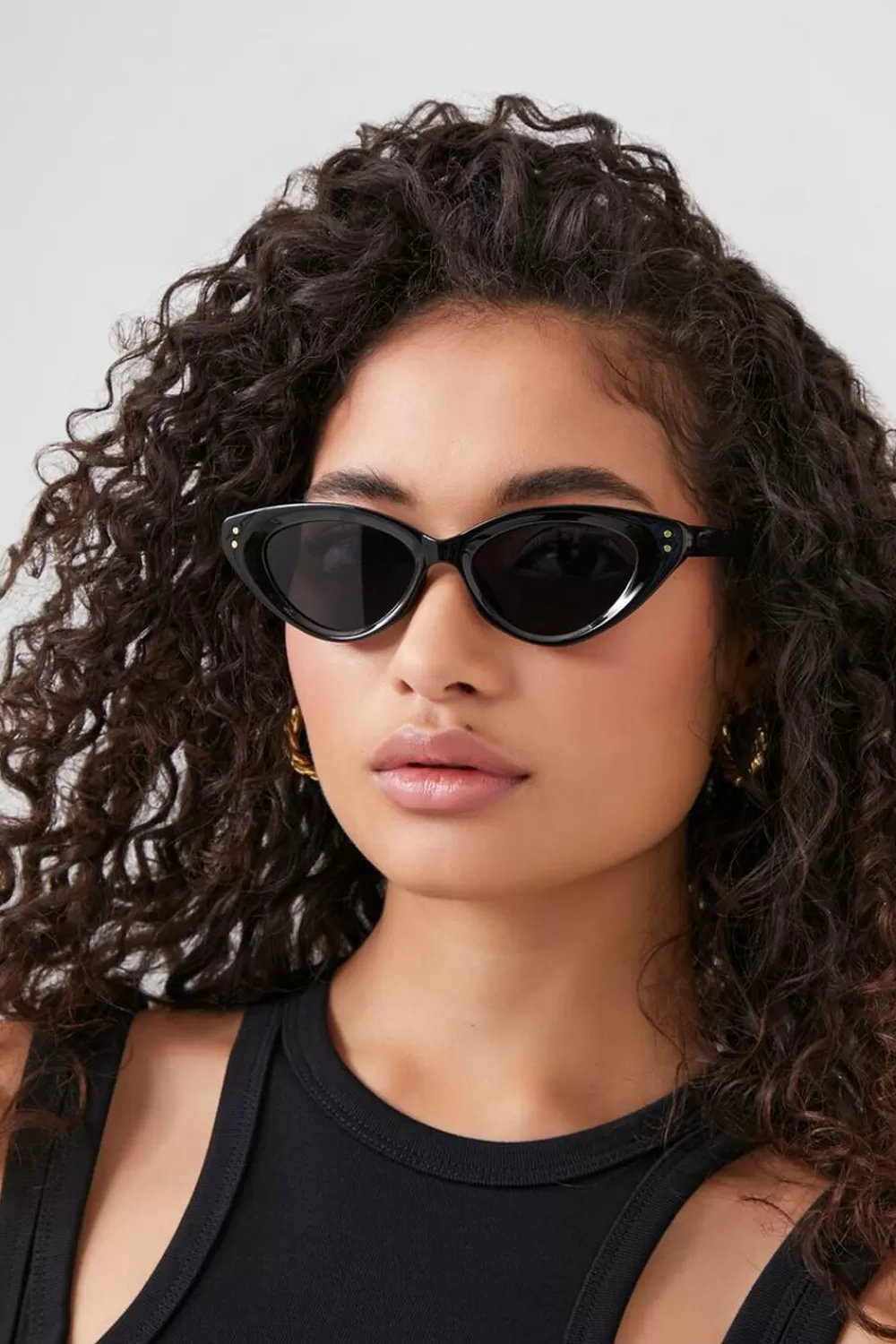Sunglasses + Readers>Forever 21 Tinted Cat-Eye Sunglasses Black/Black