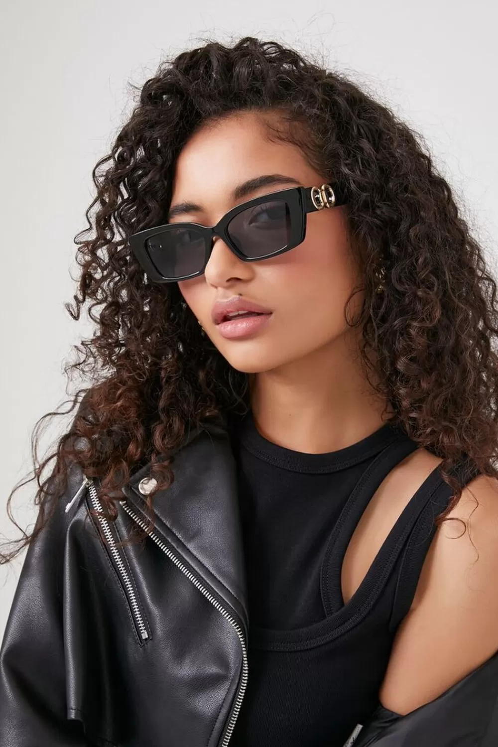 Sunglasses + Readers>Forever 21 Tinted Cat-Eye Sunglasses Black/Black