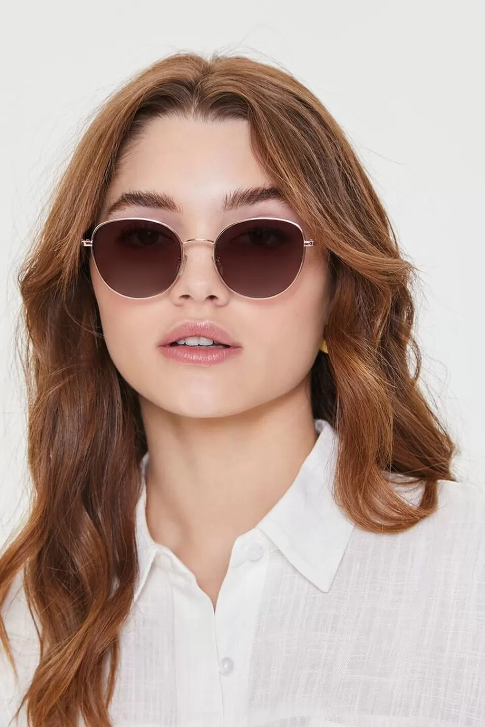 Sunglasses + Readers>Forever 21 Tinted Round Sunglasses Gold/Brown