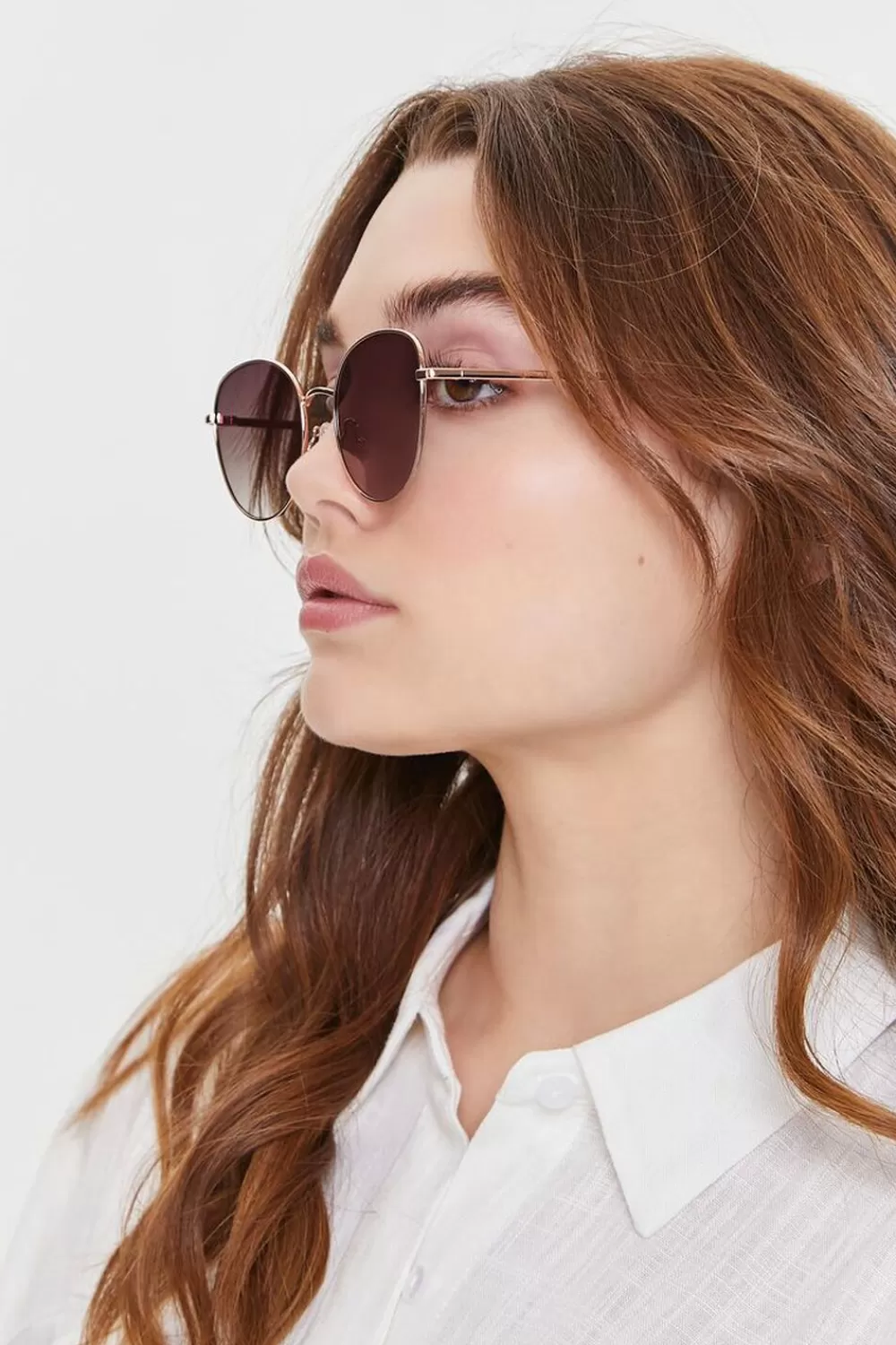 Sunglasses + Readers>Forever 21 Tinted Round Sunglasses Gold/Brown