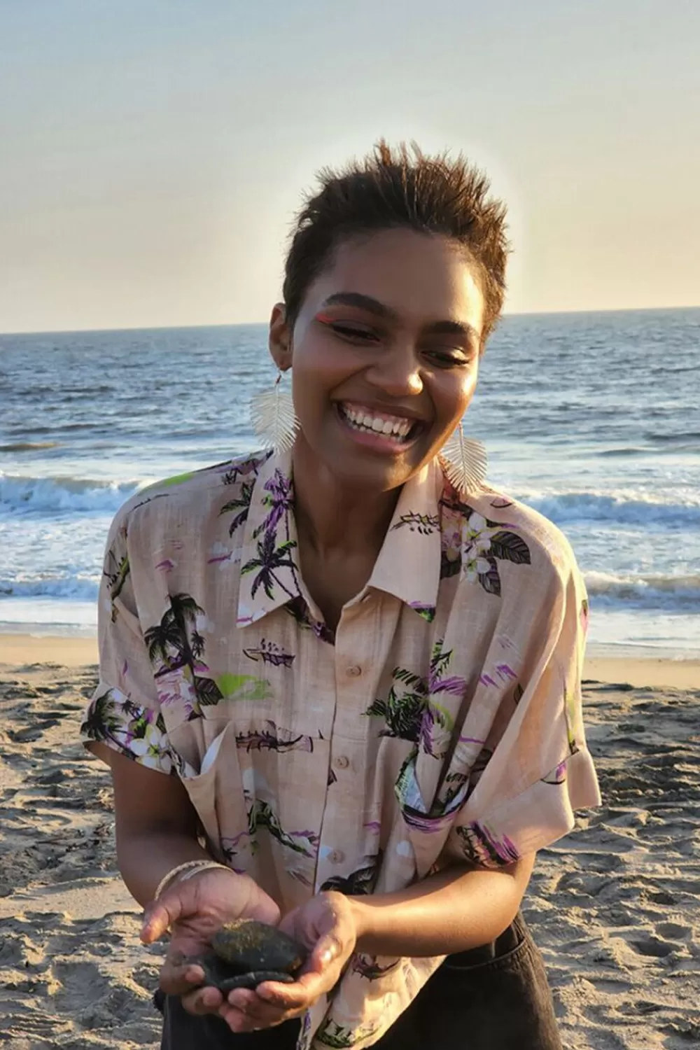 Forever 21 Tropical Print Linen-Blend Shirt | Women Tops