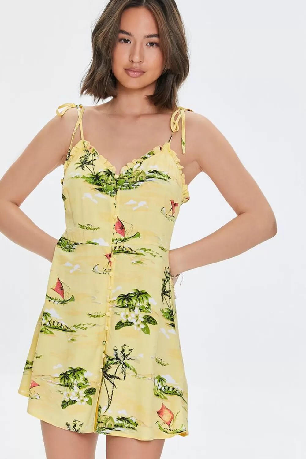 Forever 21 Tropical Ruffled Cami Dress | Women Dresses
