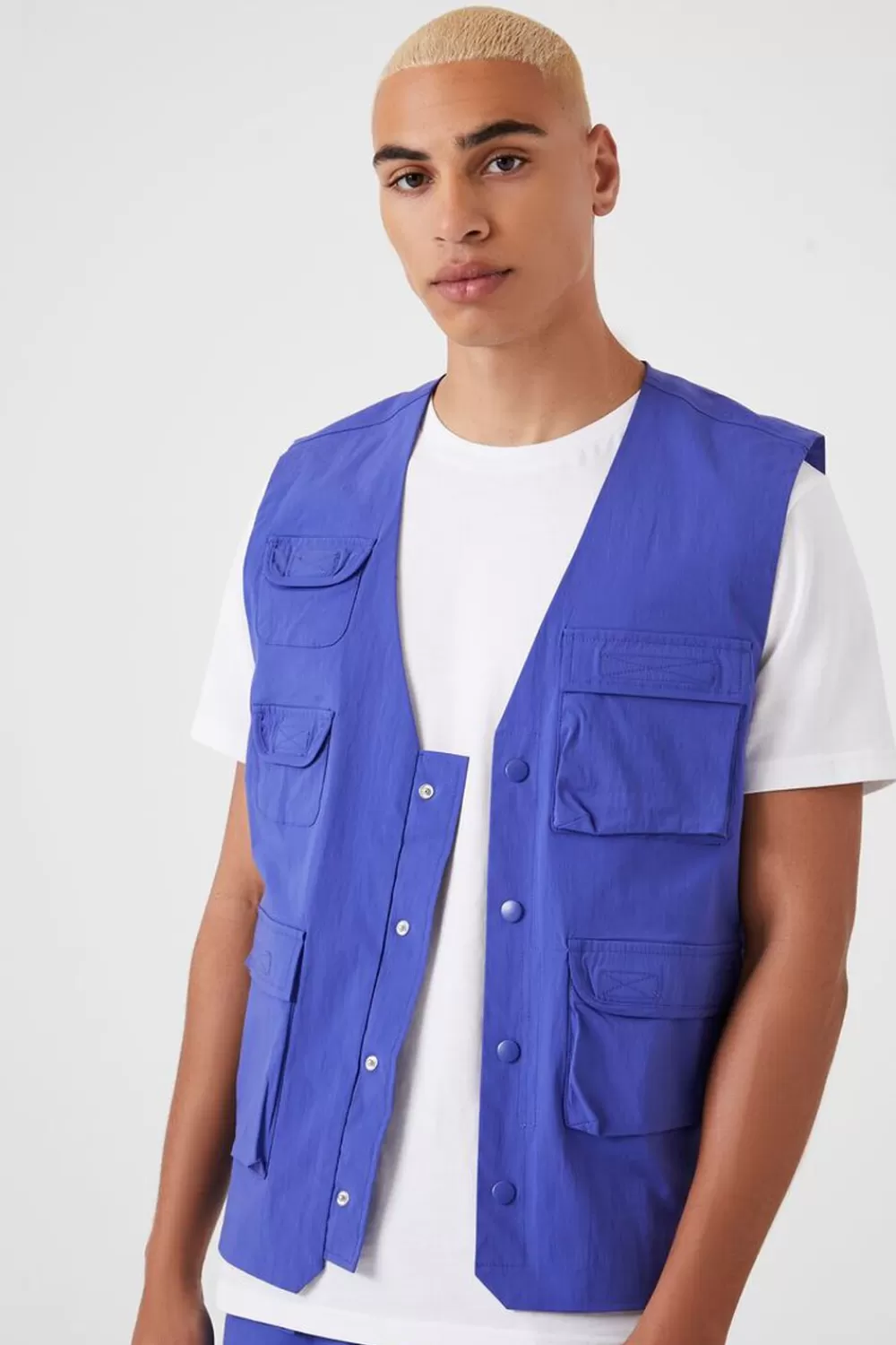 Jackets + Outerwear>Forever 21 Utility Cargo Vest Royal Blue