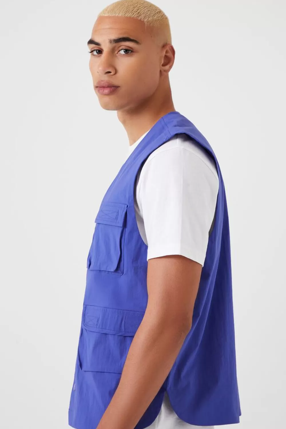 Jackets + Outerwear>Forever 21 Utility Cargo Vest Royal Blue